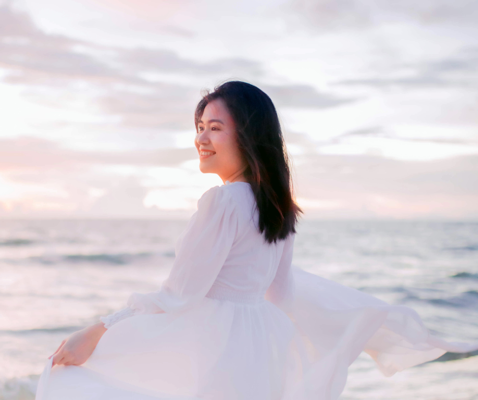 beige neutral motivational romantic sea girl feelings facebook post